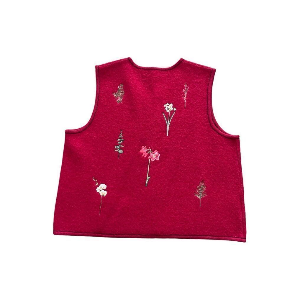 Y2K‎ Susan Bristol wool red flower embroidered boho vest